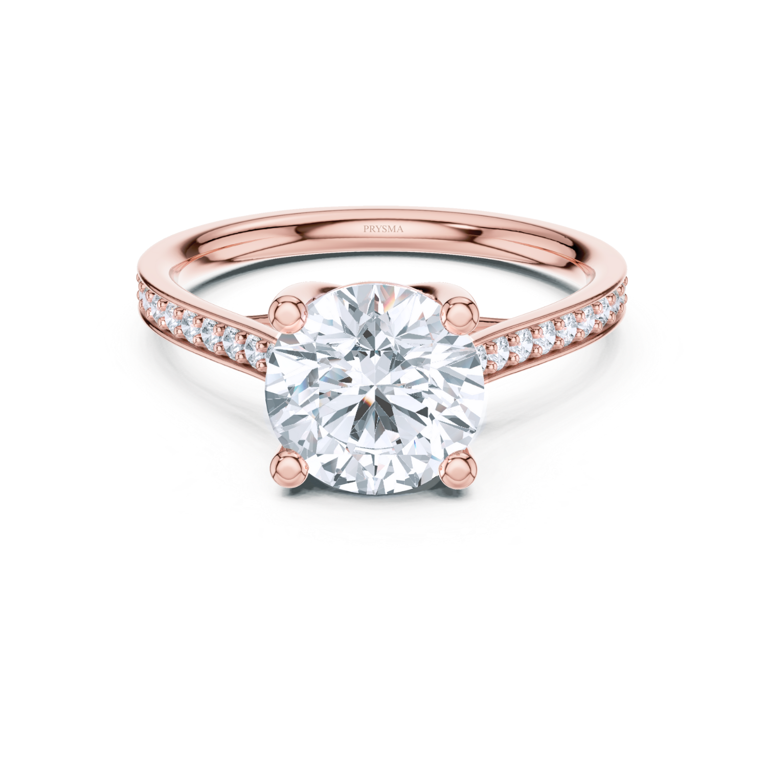 Round Brilliant Cathedral Pave Ring