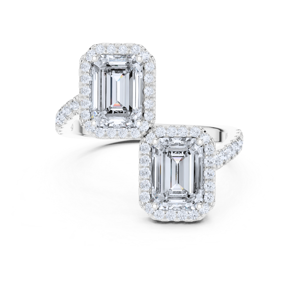 Elysian Dual-Emerald Halo Ring