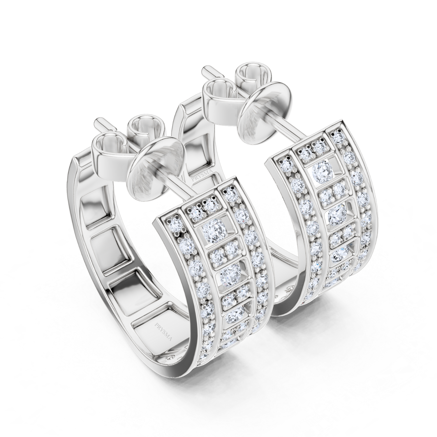 Multi-Row Diamond Hoop Earrings