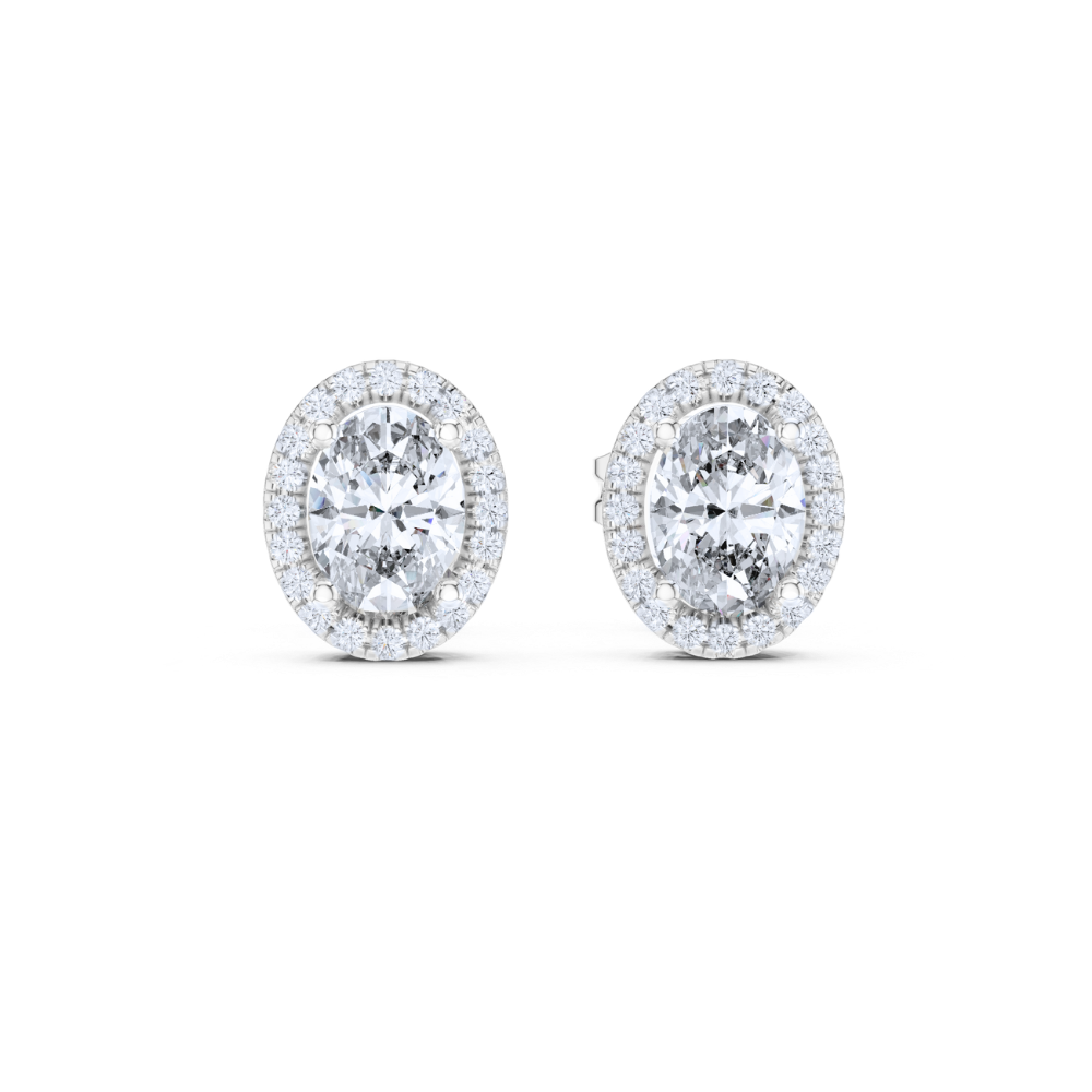 Oval Halo Stud Earrings