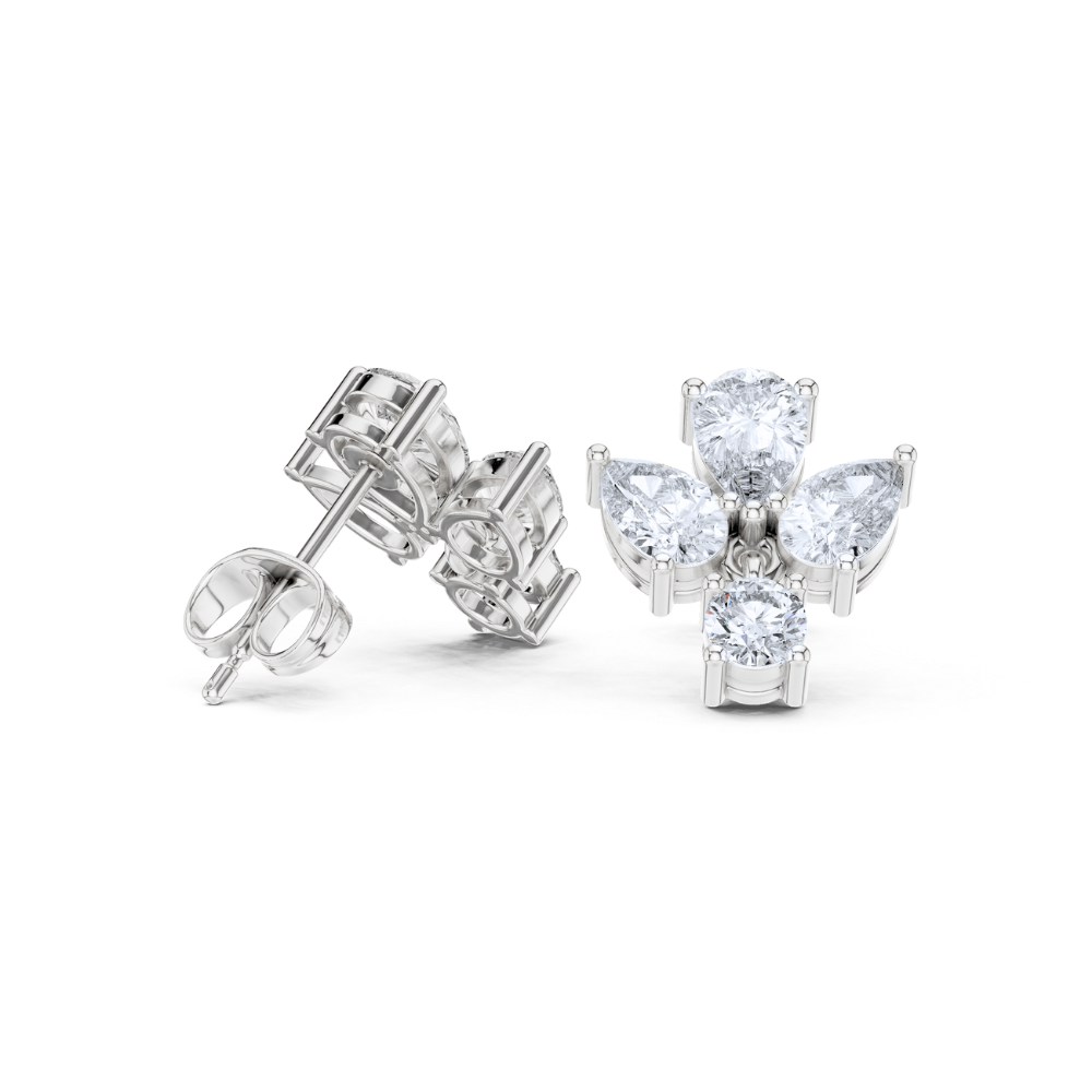 Radiant Bloom Pear Diamond Stud Earrings