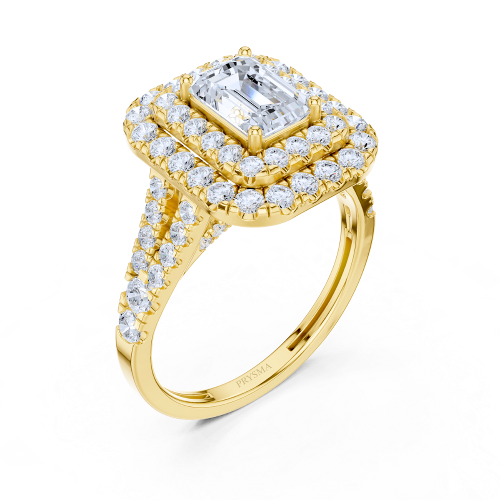 Majestic Double Halo Emerald-Cut Ring