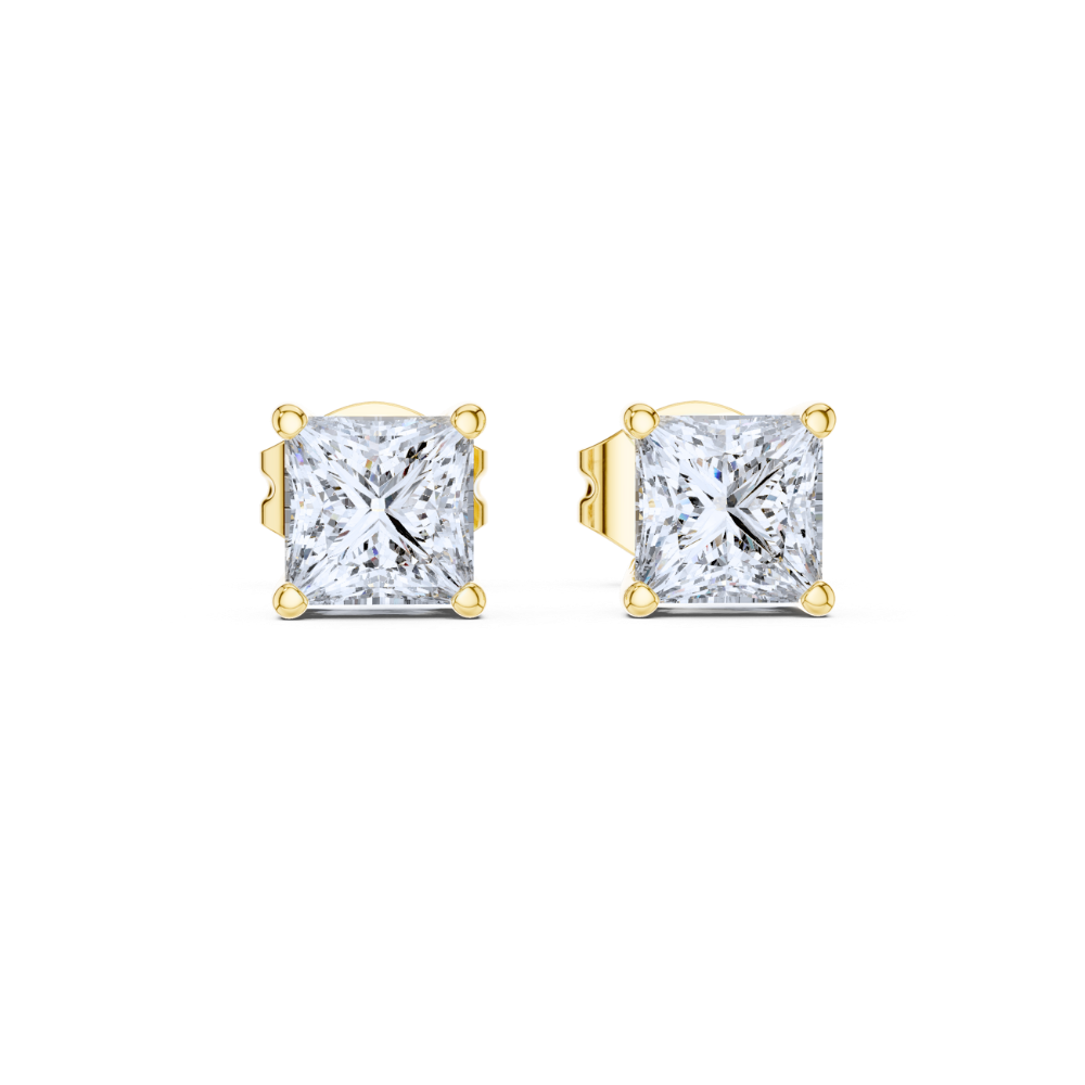 Radiant Elegance Princess-Cut Stud Earrings