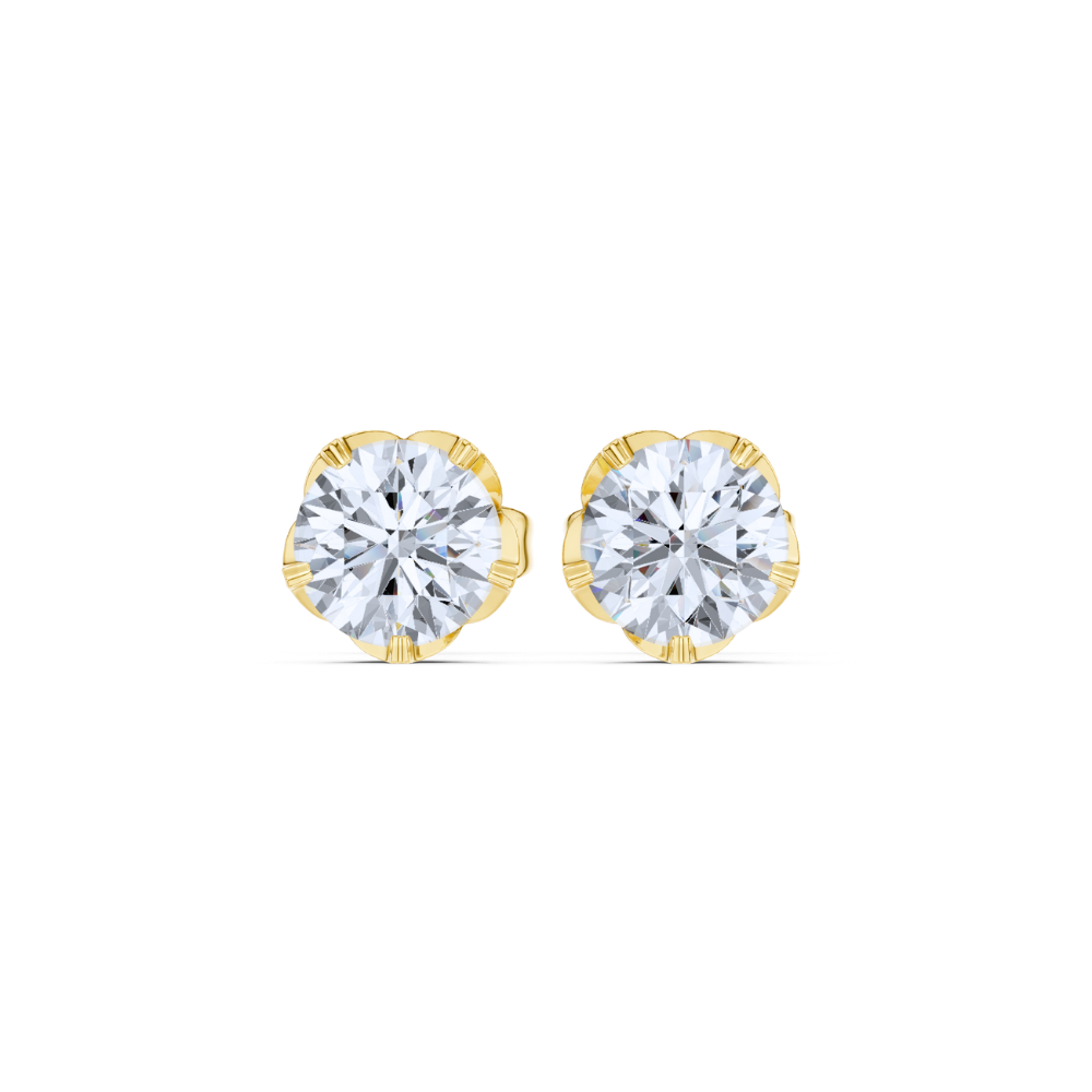 Golden Bloom Solitaire Stud Earrings