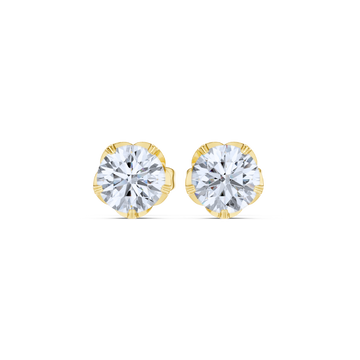 Golden Bloom Solitaire Stud Earrings