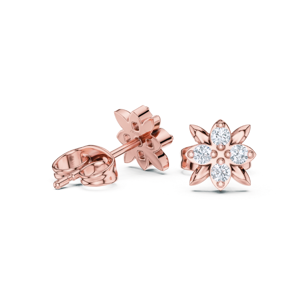 Golden Bloom Diamond Floral Studs
