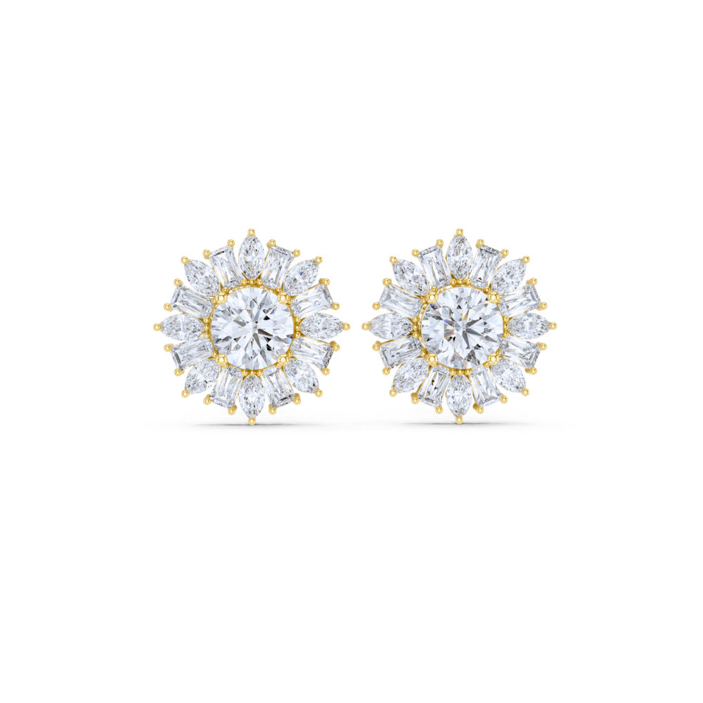 Celestial Bloom Round Diamond Studs