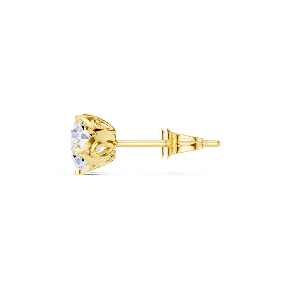 Golden Bloom Solitaire Stud Earrings