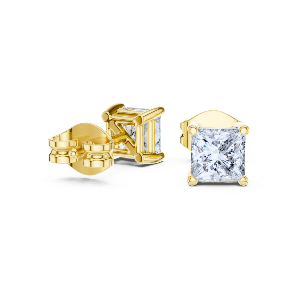 Radiant Elegance Princess-Cut Stud Earrings