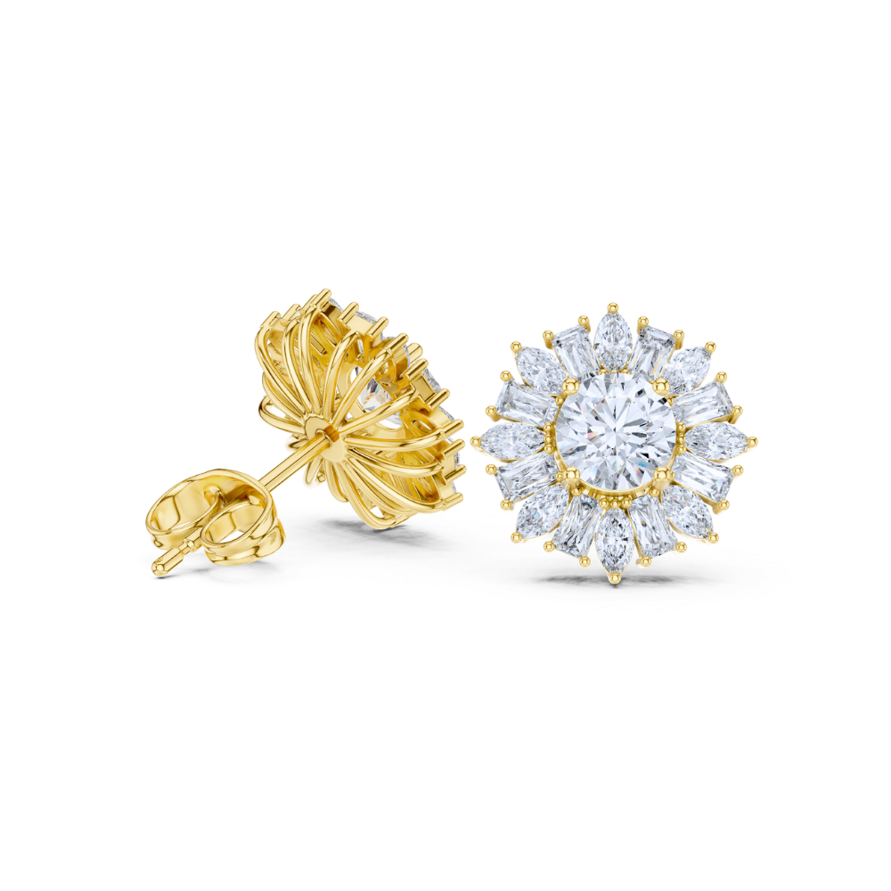 Celestial Bloom Round Diamond Studs