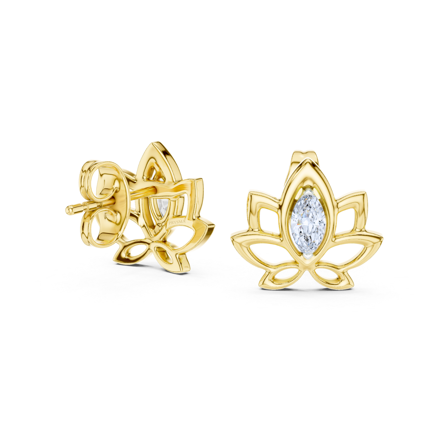 Lotus Bloom Diamond Stud Earrings