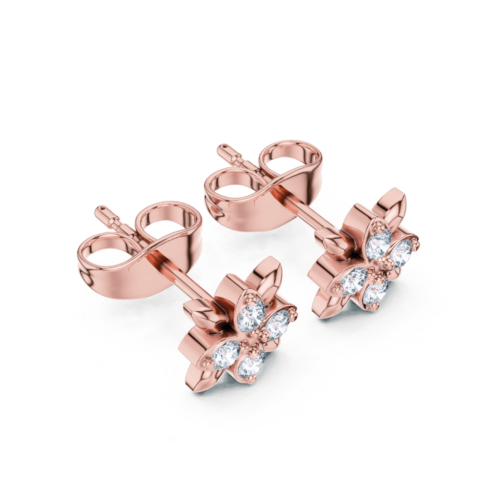 Golden Bloom Diamond Floral Studs