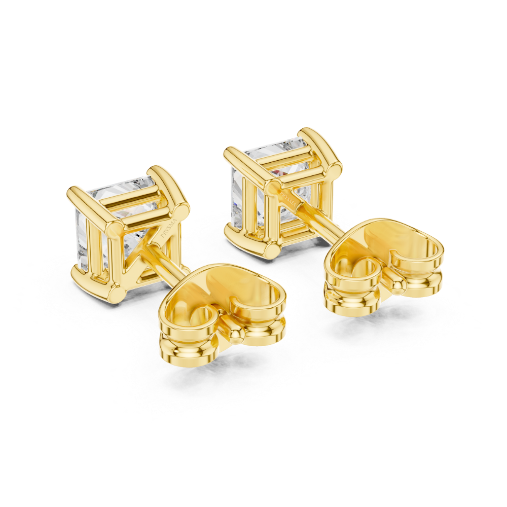 Radiant Elegance Princess-Cut Stud Earrings