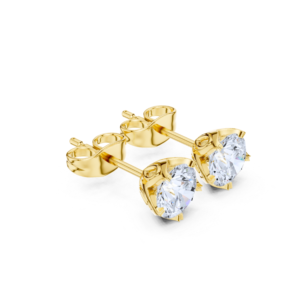 Golden Bloom Solitaire Stud Earrings
