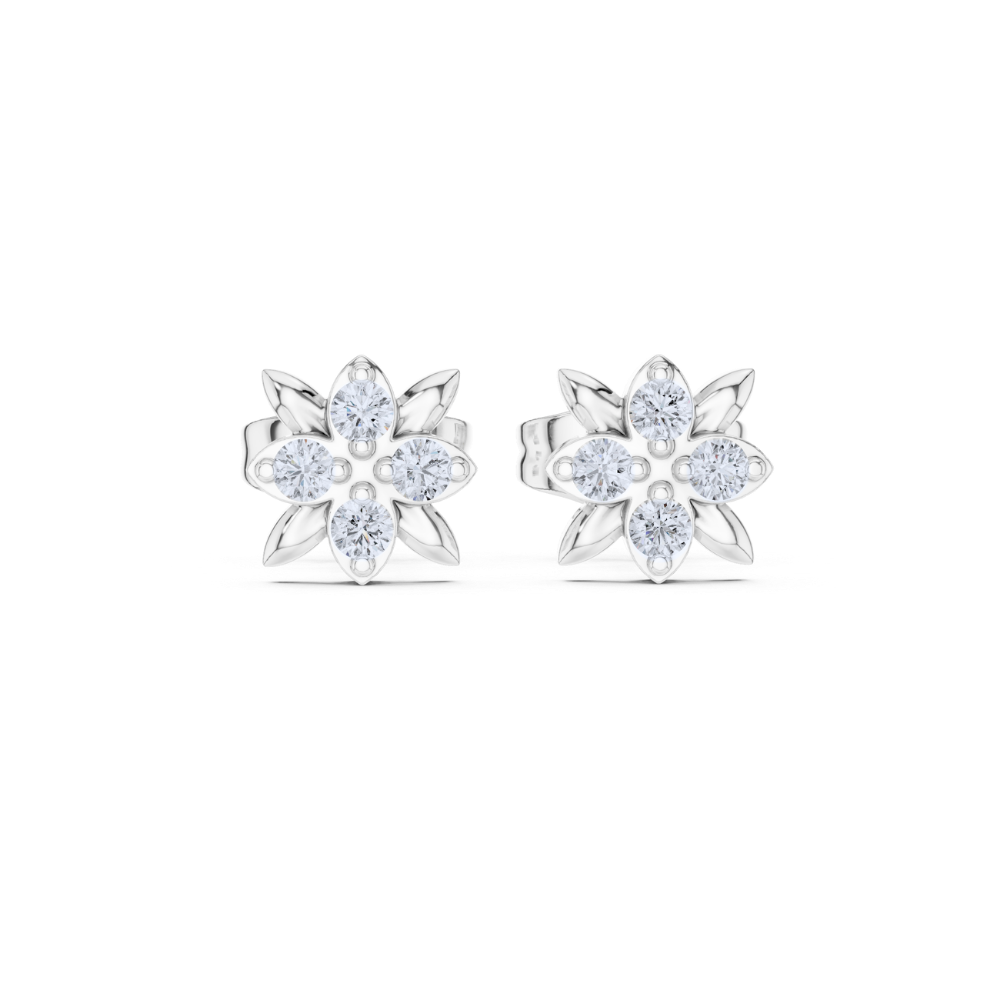 Golden Bloom Diamond Floral Studs