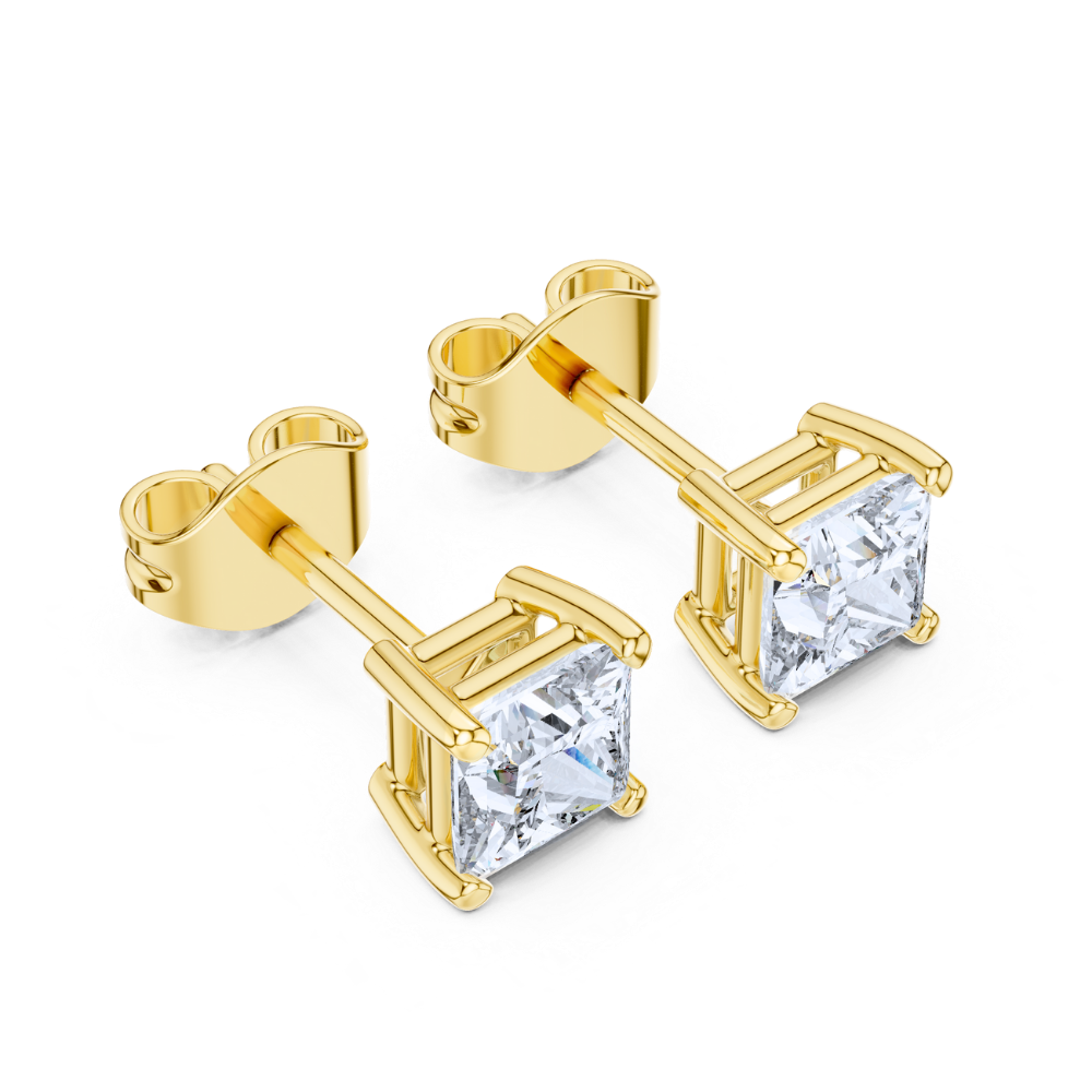 Radiant Elegance Princess-Cut Stud Earrings