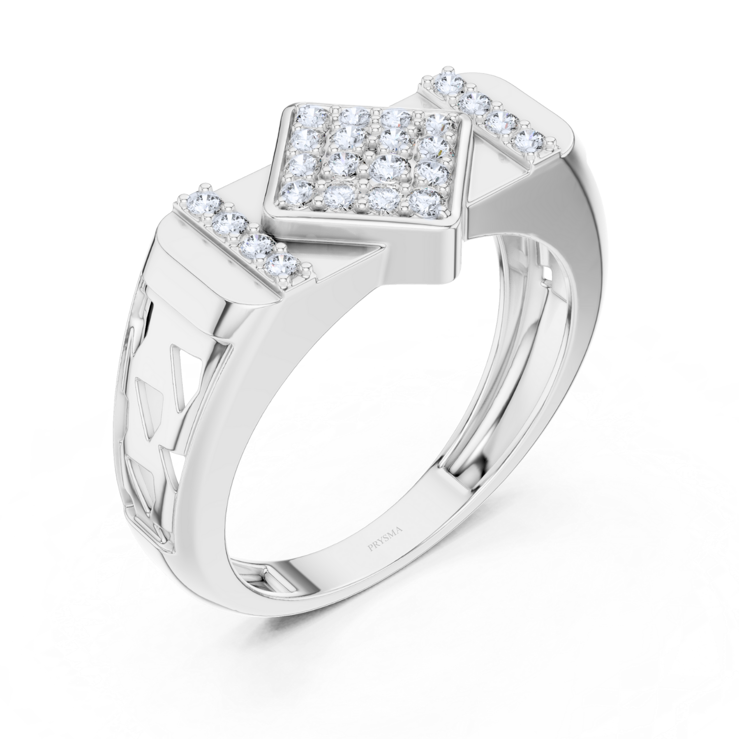 Modern Lattice Diamond Ring