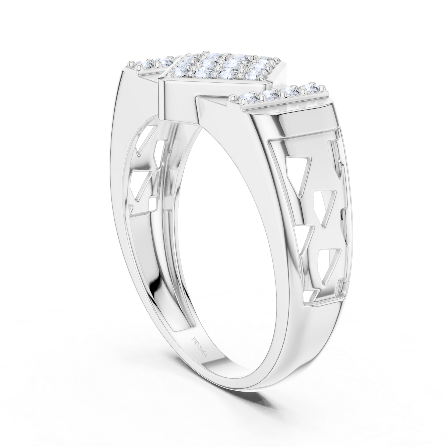 Modern Lattice Diamond Ring
