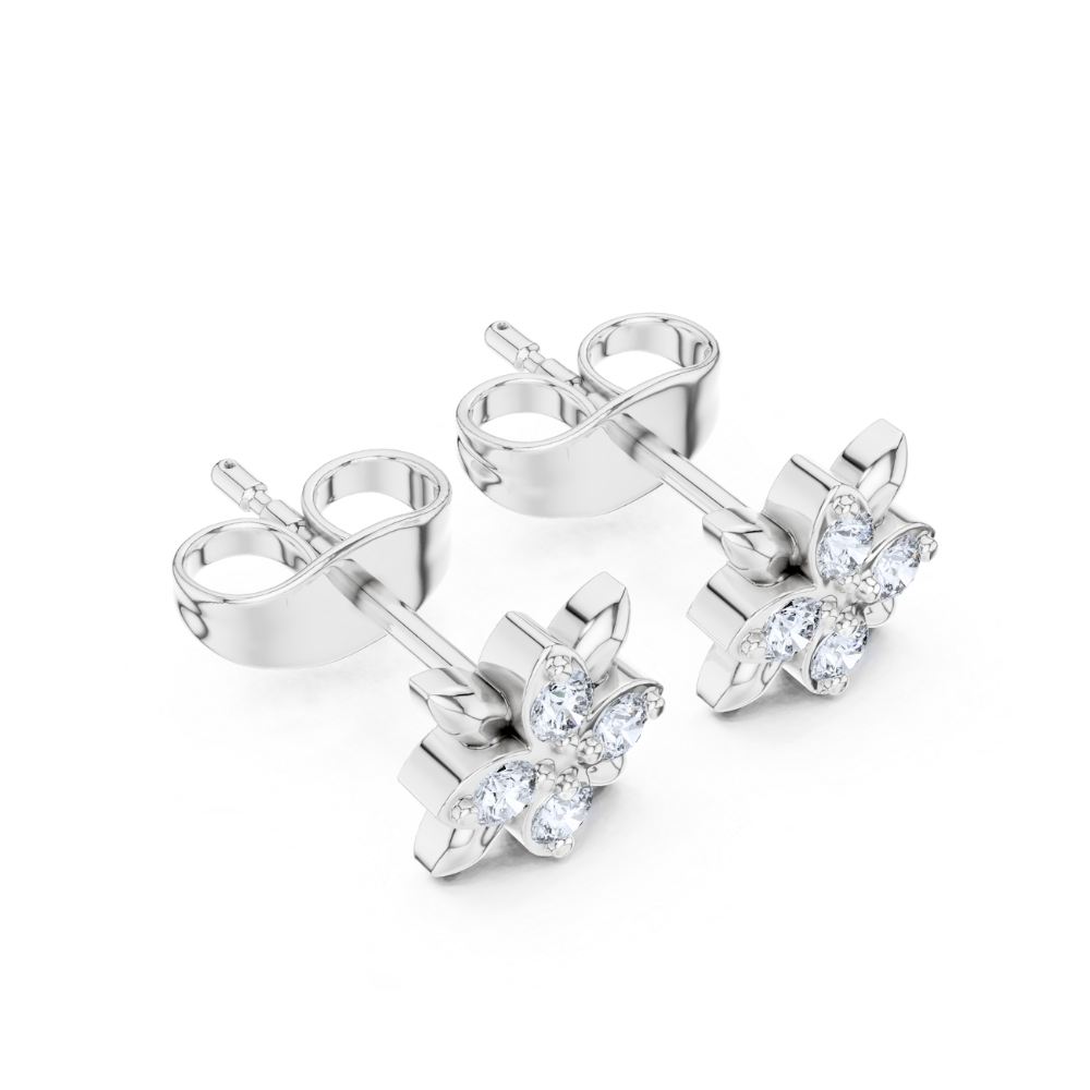 Golden Bloom Diamond Floral Studs