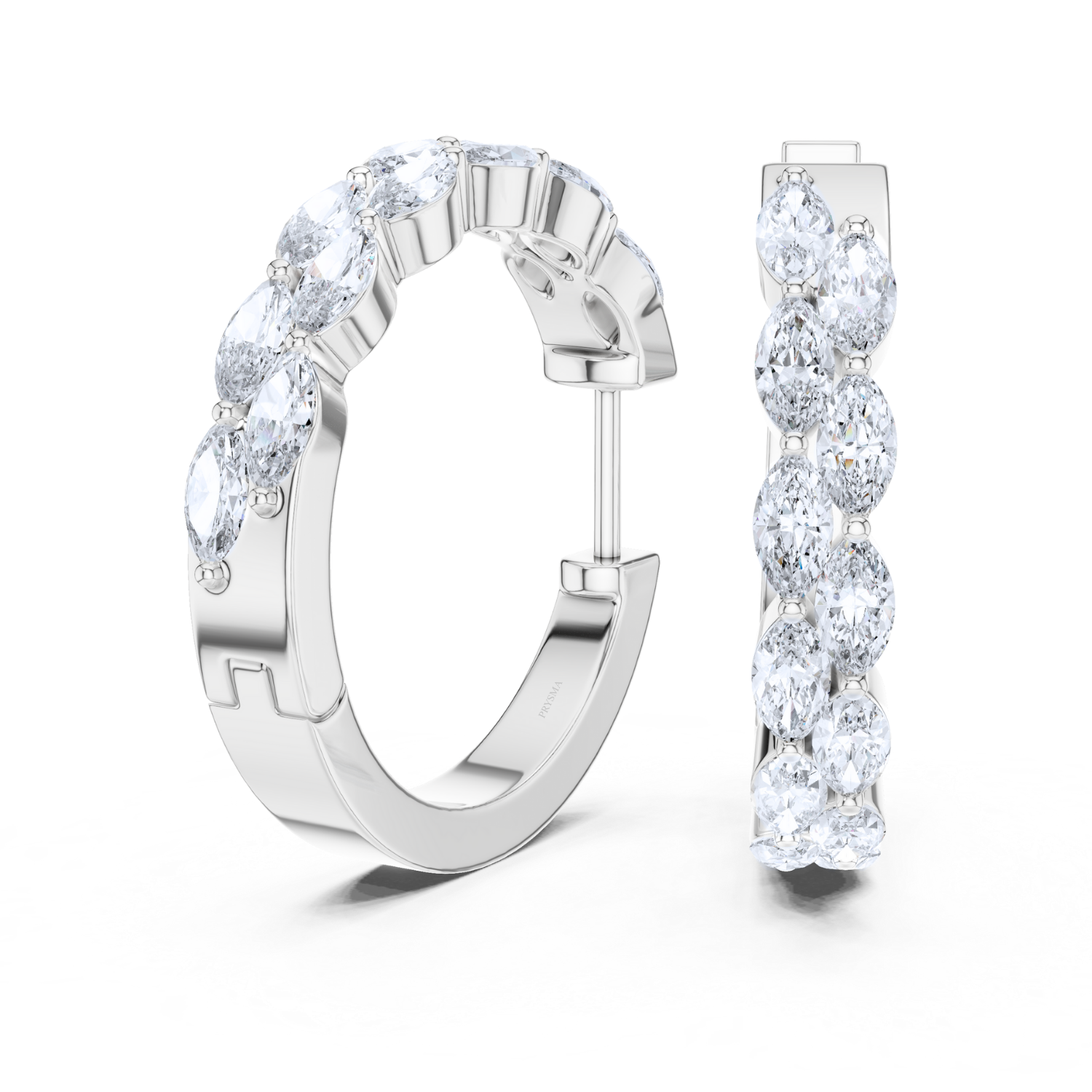 Marquise-Cut Diamond Hoop Earrings