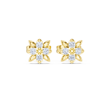 Golden Bloom Diamond Floral Studs