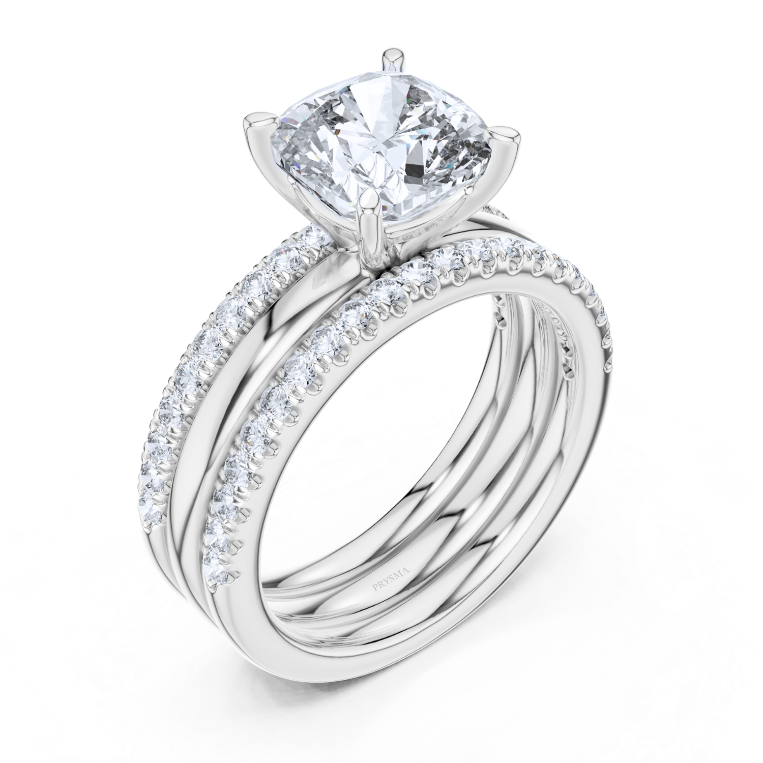Cushion-Cut Diamond Twisted Rope Bridal Set