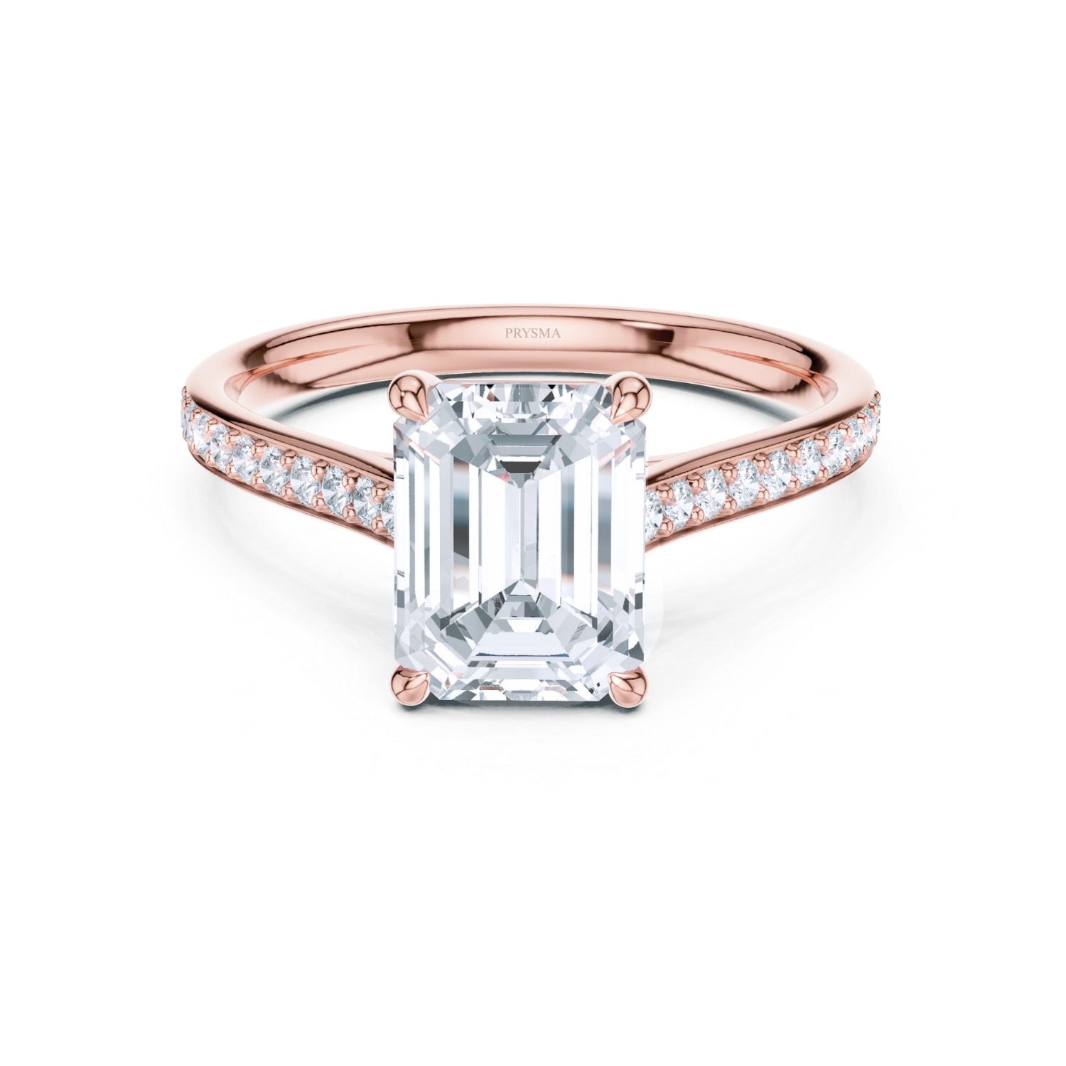 Emerald Cut Diamond Ring With Pave Band