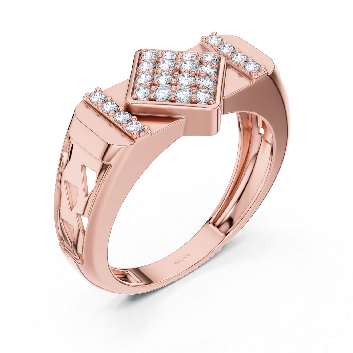 Modern Lattice Diamond Ring