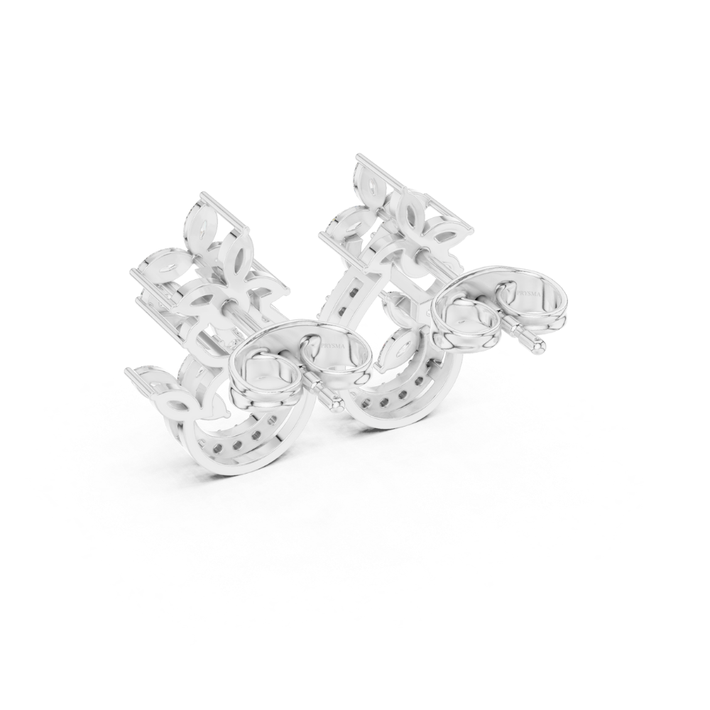Floral Vine Diamond Hoop Studs