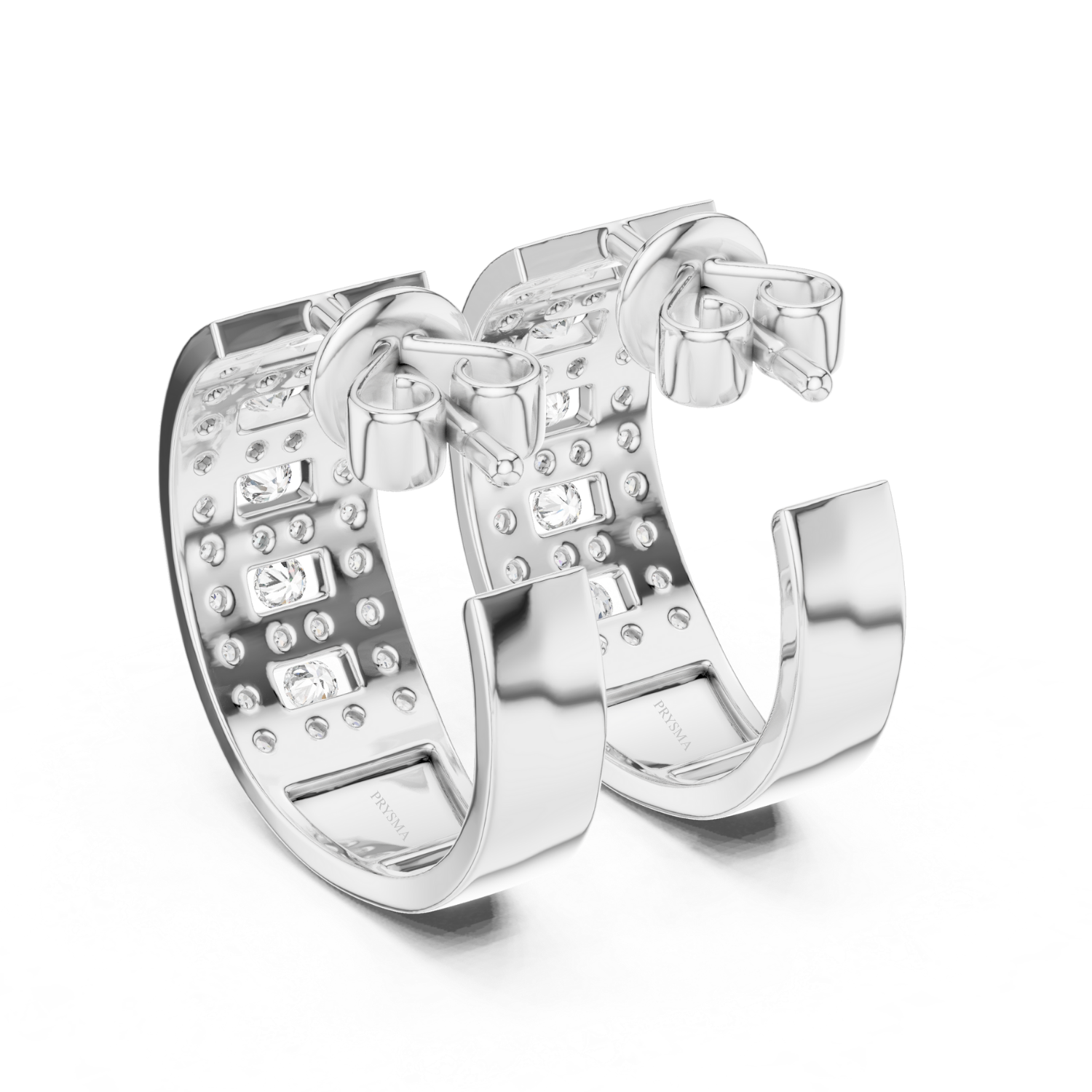 Multi-Row Diamond Hoop Earrings