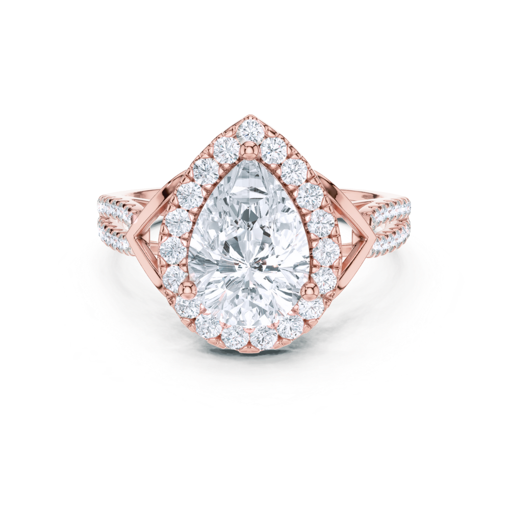 Regal Teardrop Halo Ring