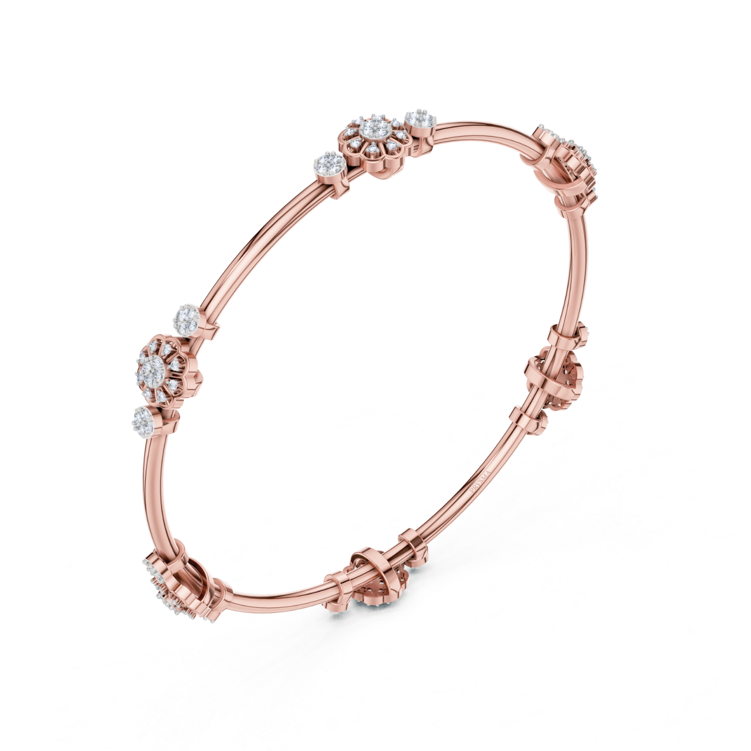 Floral Harmony Diamond Bangle