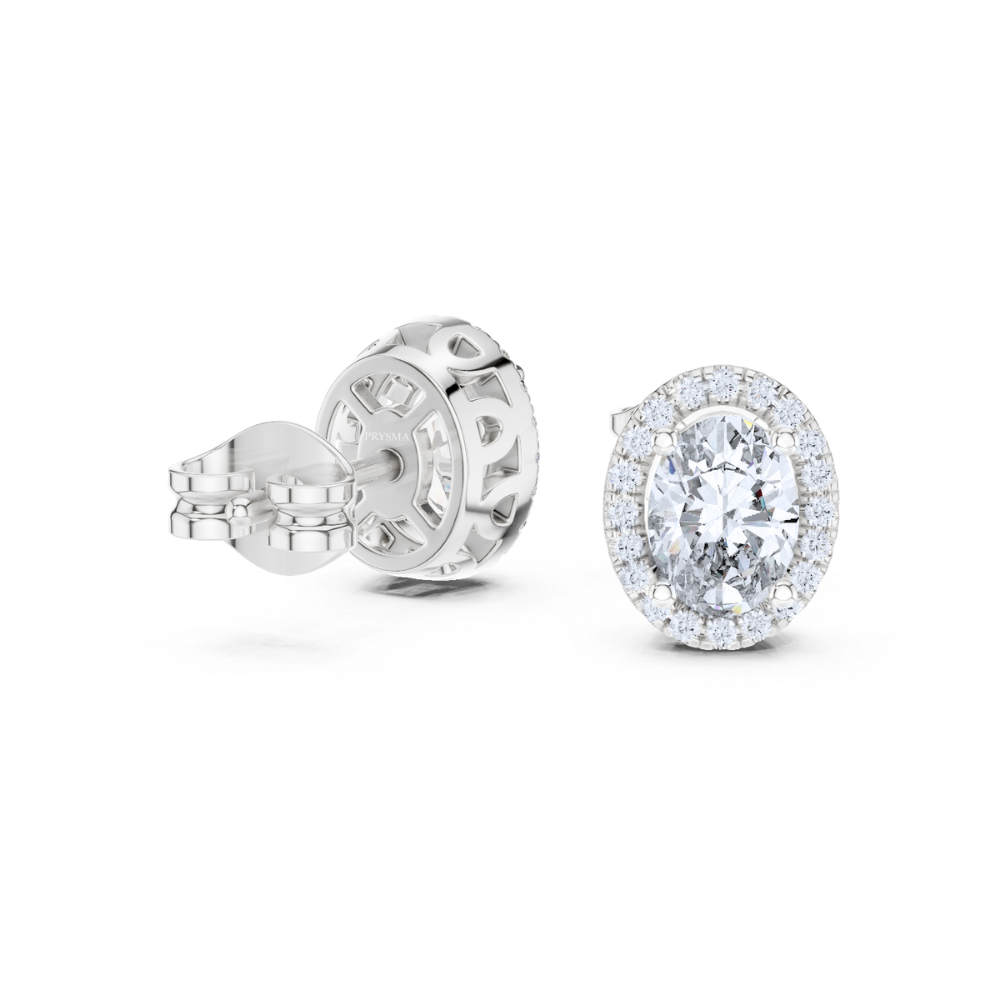Oval Halo Stud Earrings