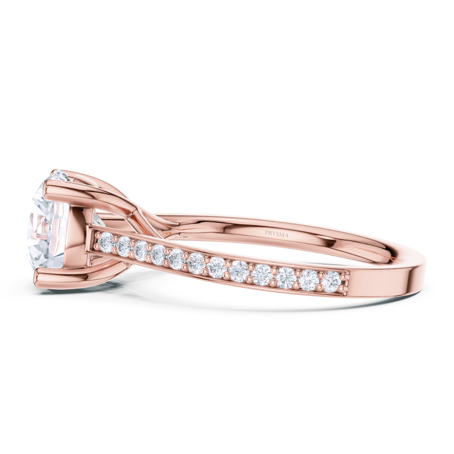 Round Brilliant Cathedral Pave Ring