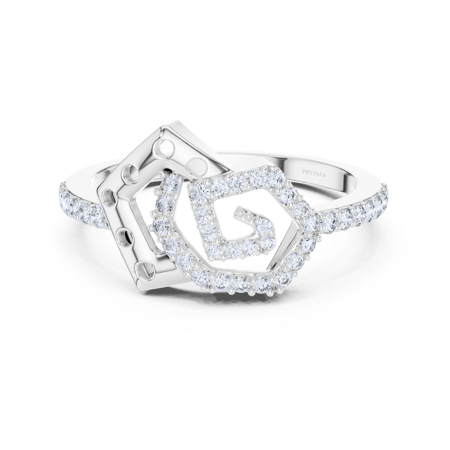 Diamond Halo Shield Ring