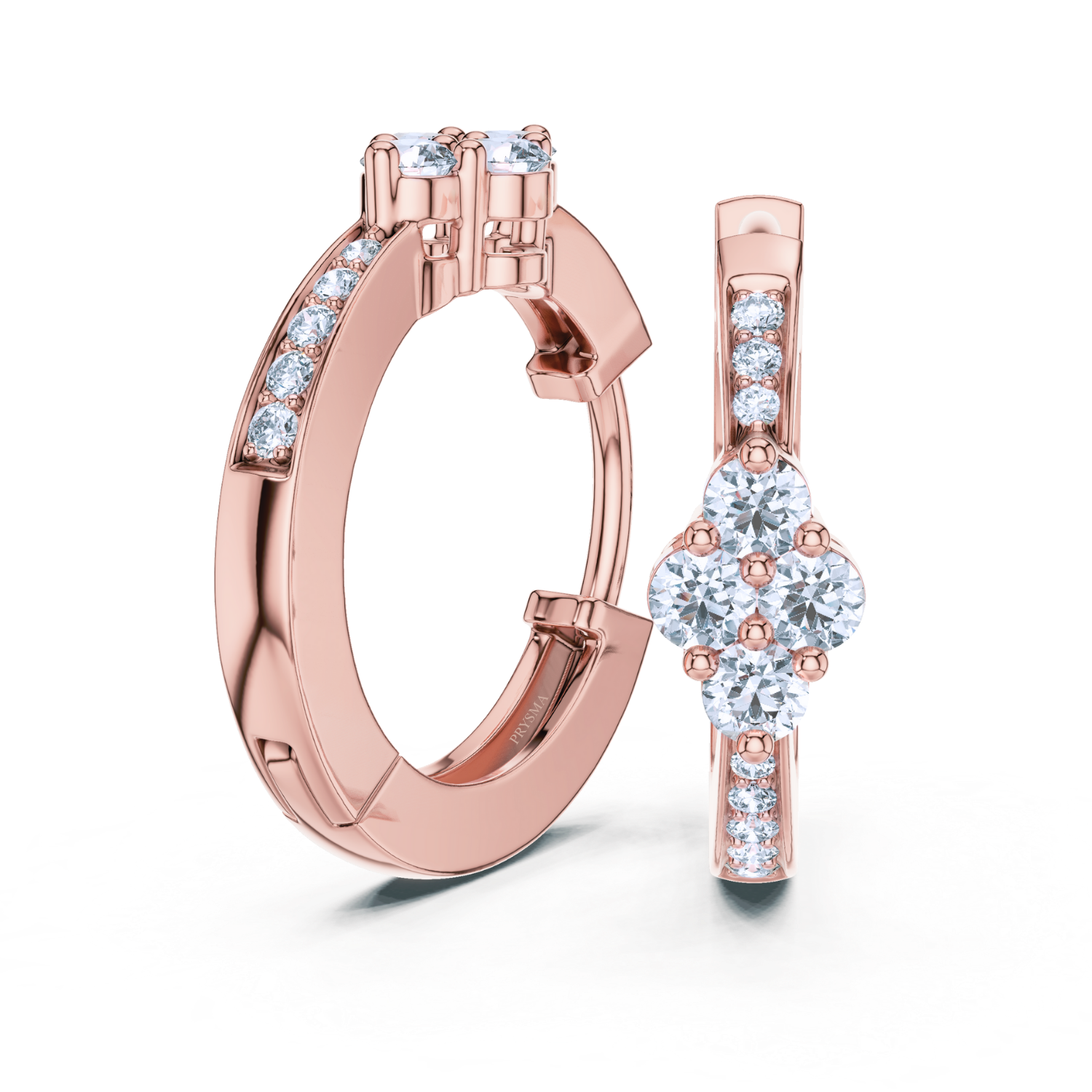 Diamond Cluster Hoop Earrings