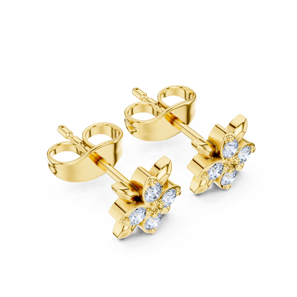 Golden Bloom Diamond Floral Studs