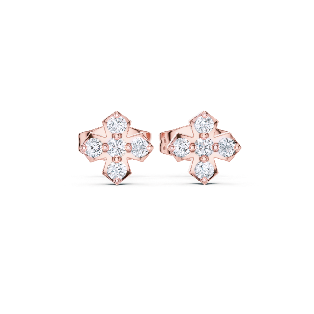Radiant Cross Diamond Stud Earrings