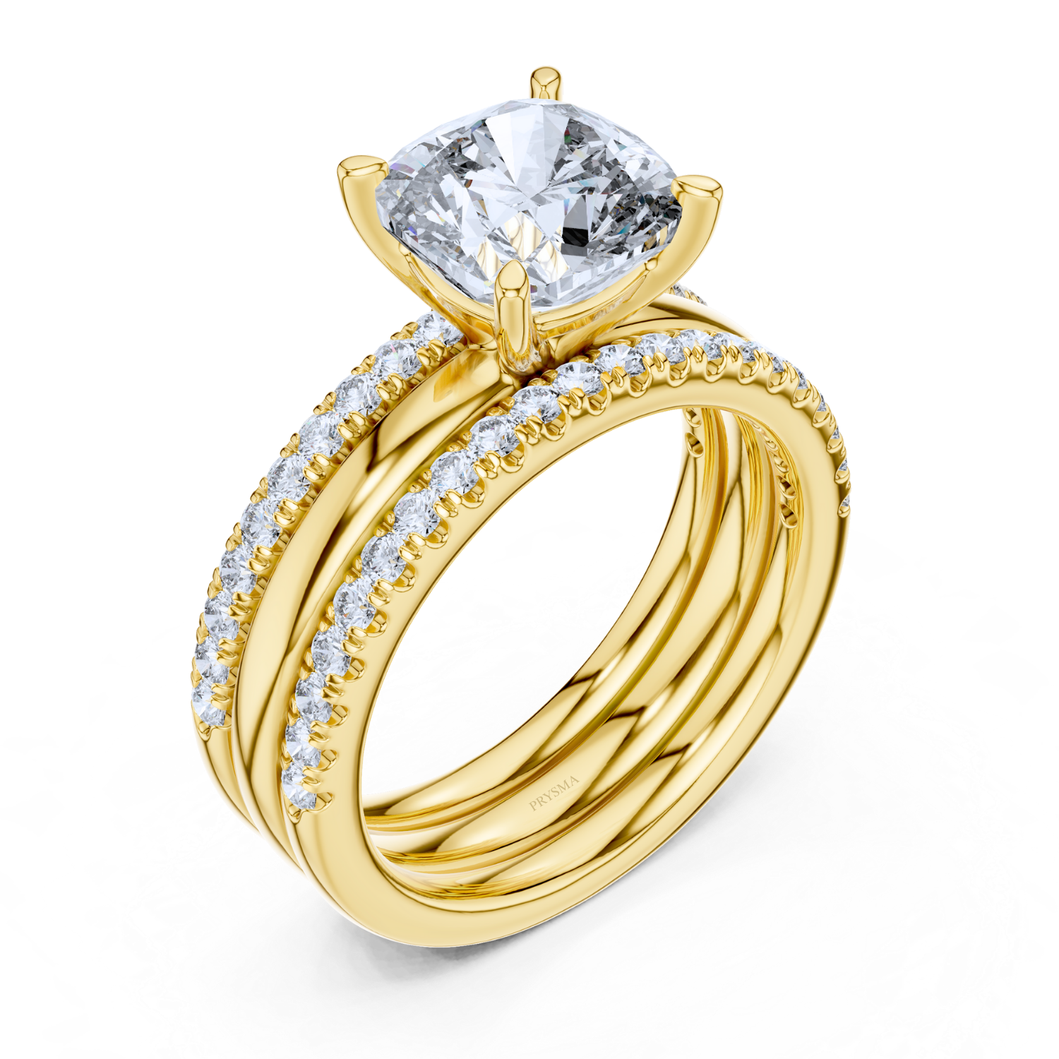 Cushion-Cut Diamond Twisted Rope Bridal Set