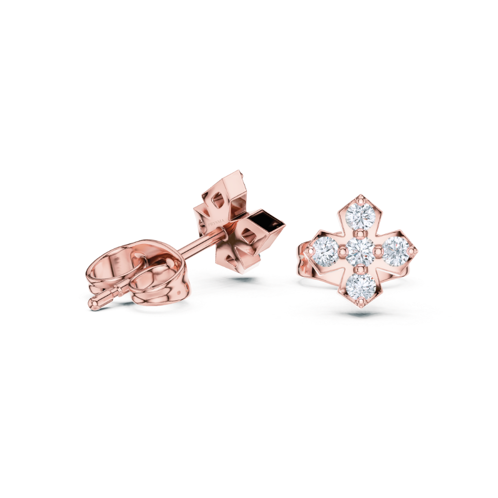 Radiant Cross Diamond Stud Earrings
