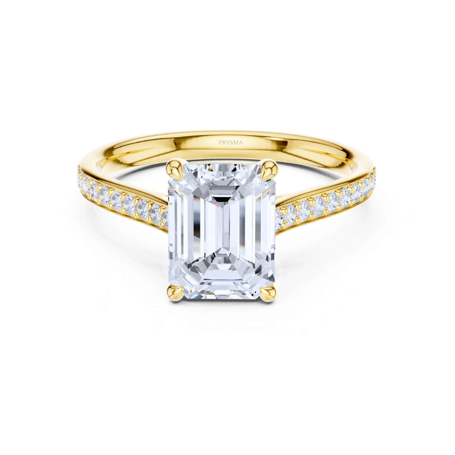Emerald Cut Diamond Ring With Pave Band