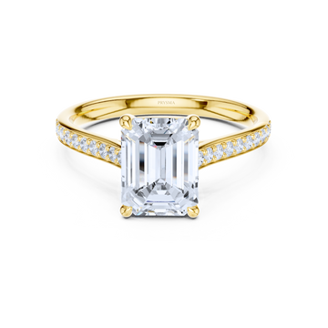 Emerald Cut Diamond Ring With Pave Band