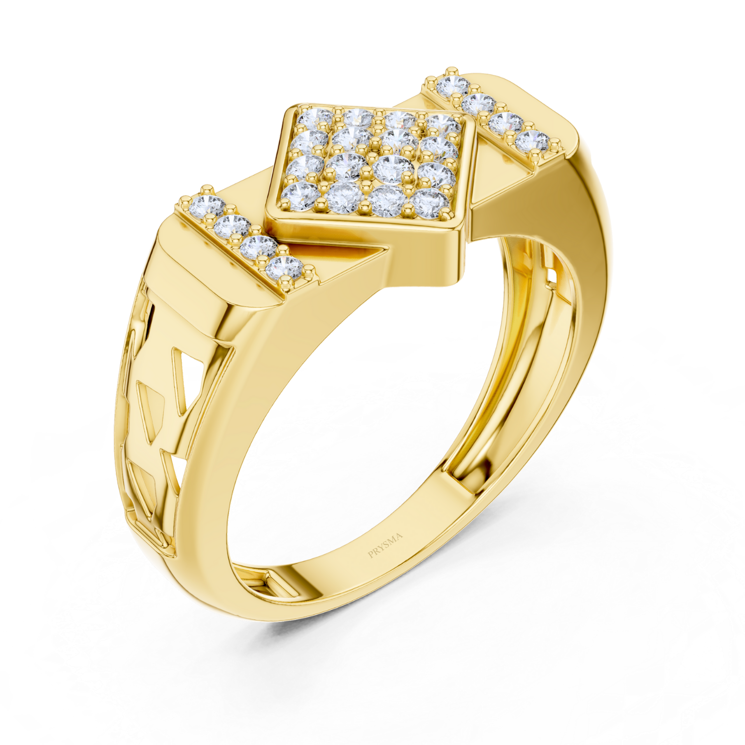 Modern Lattice Diamond Ring