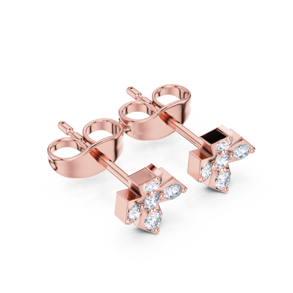 Radiant Cross Diamond Stud Earrings