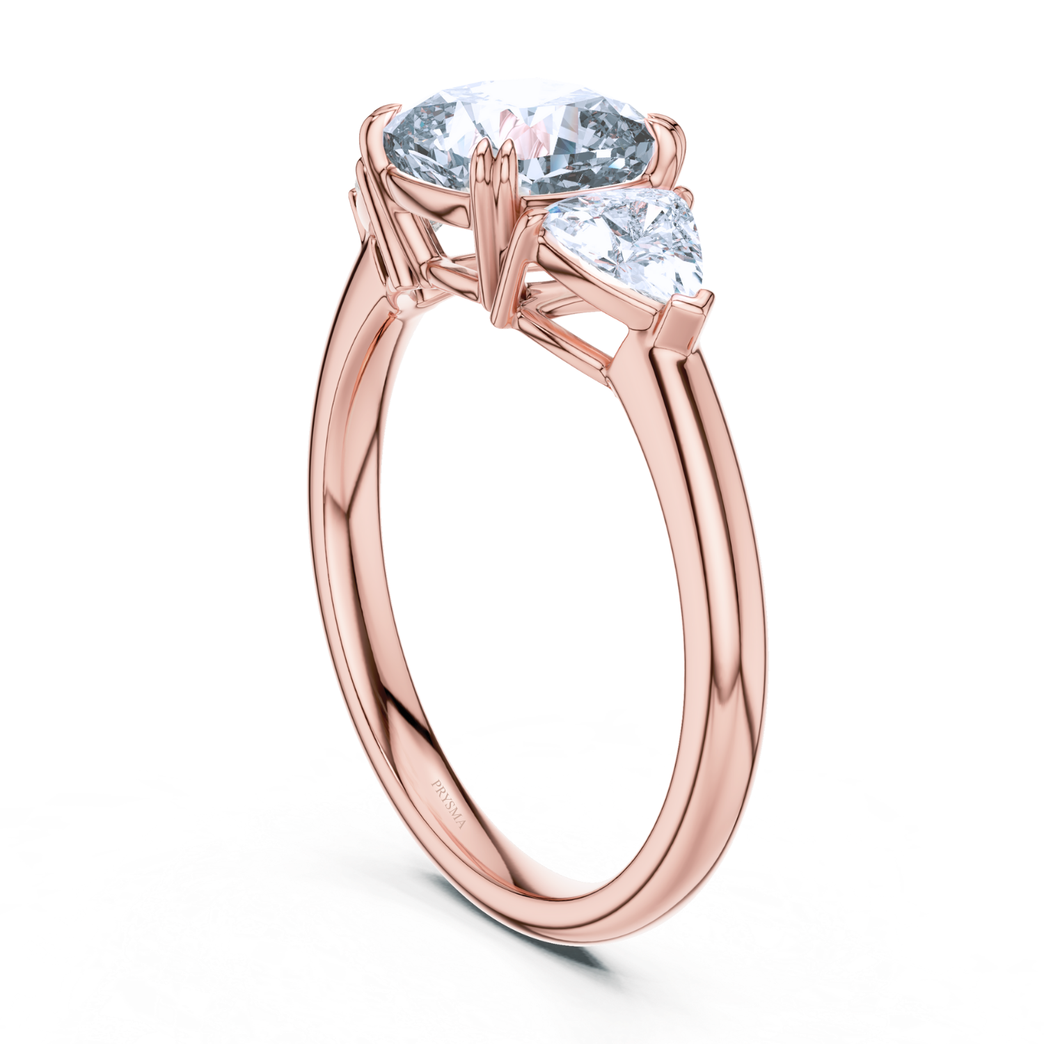 Round Center Stone 14 Prong Trillion Diamond