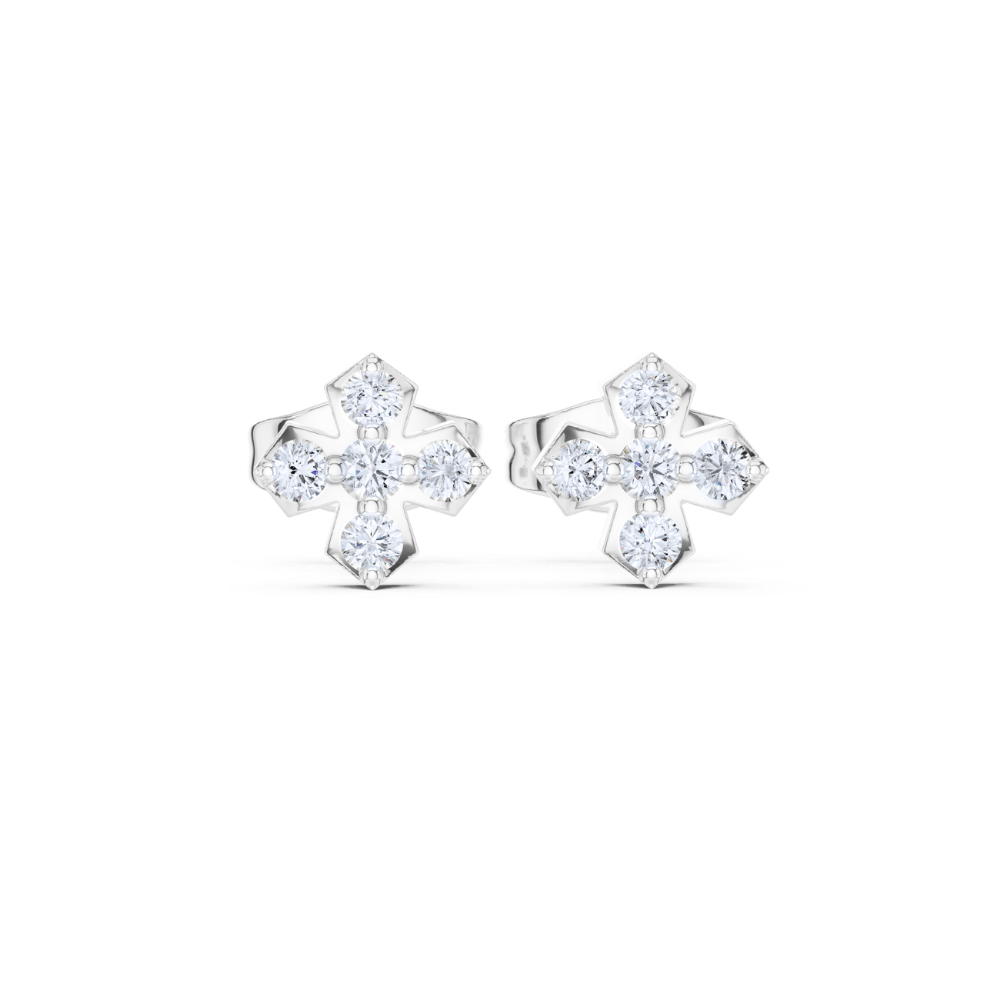 Radiant Cross Diamond Stud Earrings