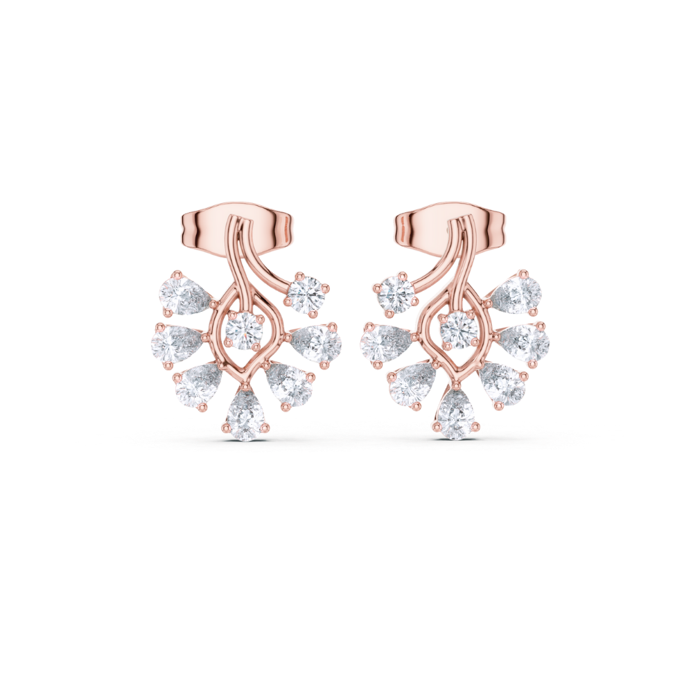 Radiant Bloom Fan Diamond Earrings