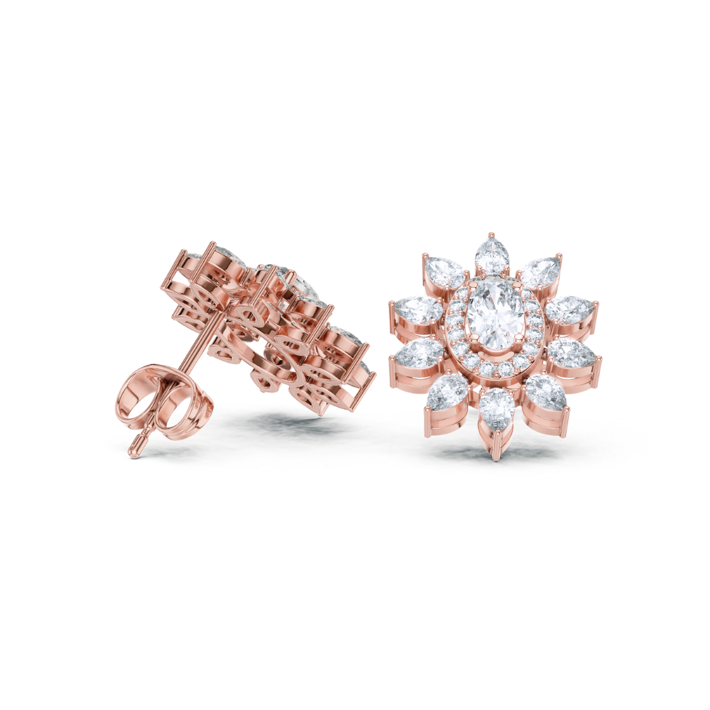 Radiant Sunburst Diamond Studs