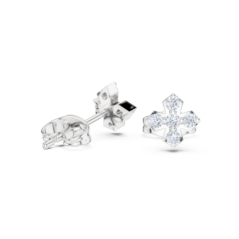 Radiant Cross Diamond Stud Earrings