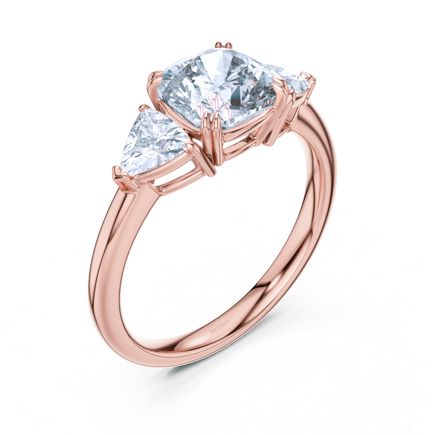 Round Center Stone 14 Prong Trillion Diamond